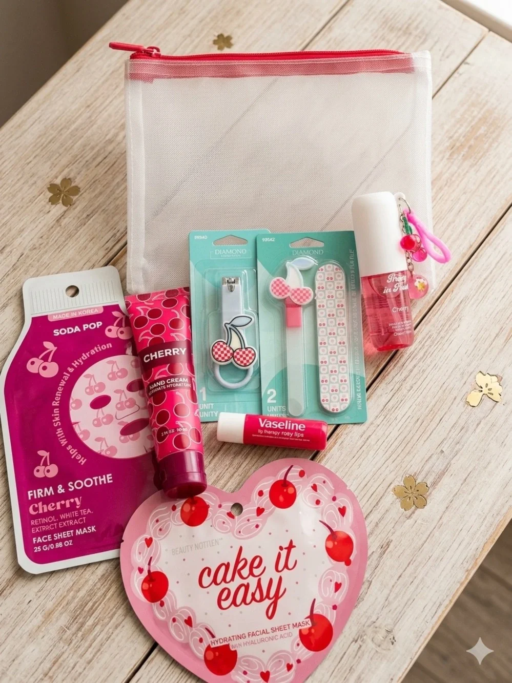 Cherry Hydrating Facial Sheet Mask & Hand Cream Set - cherry 🍒 8 piece gift set